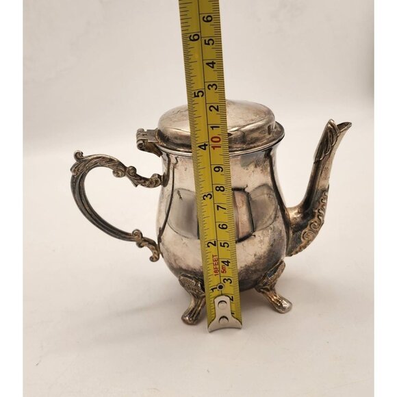 Vintage Gorham Silver Plate Footed Teapot Creamer With Hinged Lid, Ornate Handle - Picture 8 of 10